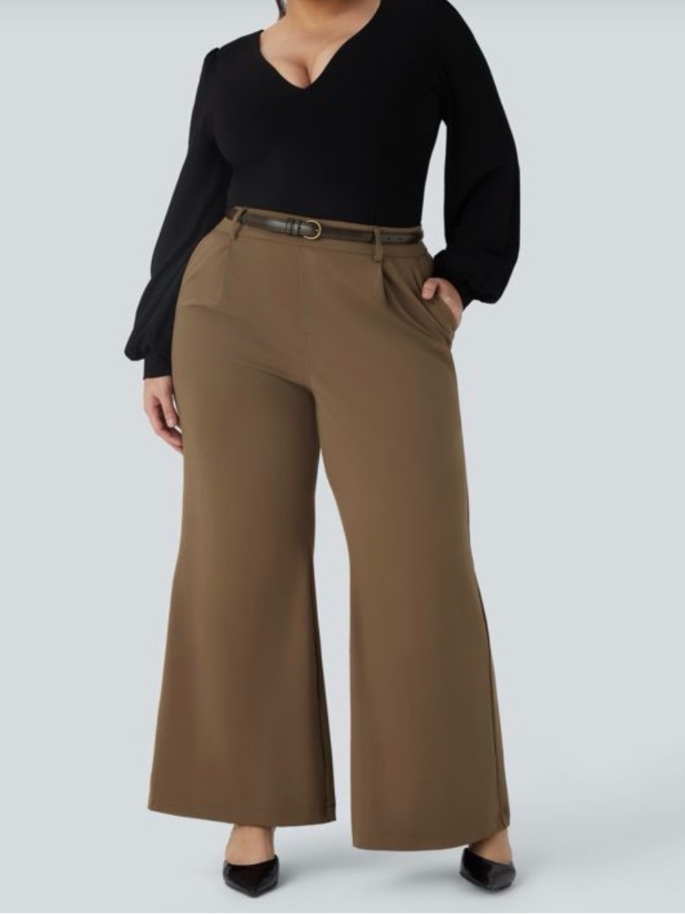 HALARA Wide-Leg High Waist Pants in Olive